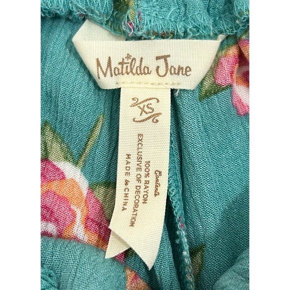 Matilda Jane Size XS Blue Multicolor Floral Tie Waist Long Walk Shorts - Picture 14 of 14